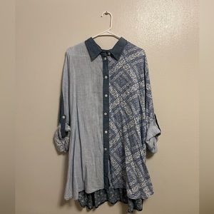 Aerie Patchwork Oversized Button Up